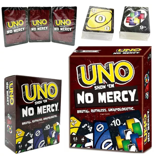 NO MERCY UNO - Classic Colour and Number Matching Card Game Indoor Family Party