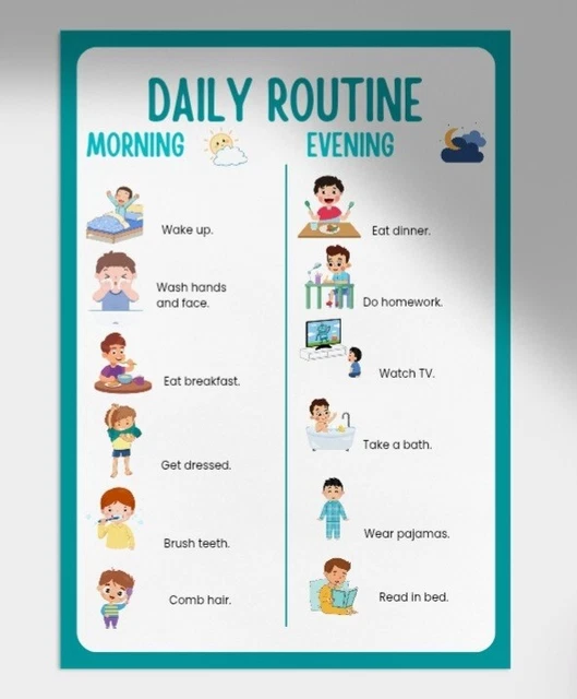 Sen Routines Chart DAILY ROUTINE CHART Boy Themed Poster ADHD AUTISM SEN Independence £4. ...