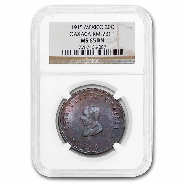 1915 Mexico Copper Oaxaca 20c MS-65 (BN) NGC - SKU#274414