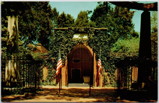 George Washington's Tomb Mount Vernon Virginia Flags Entrance Vintage Postcard