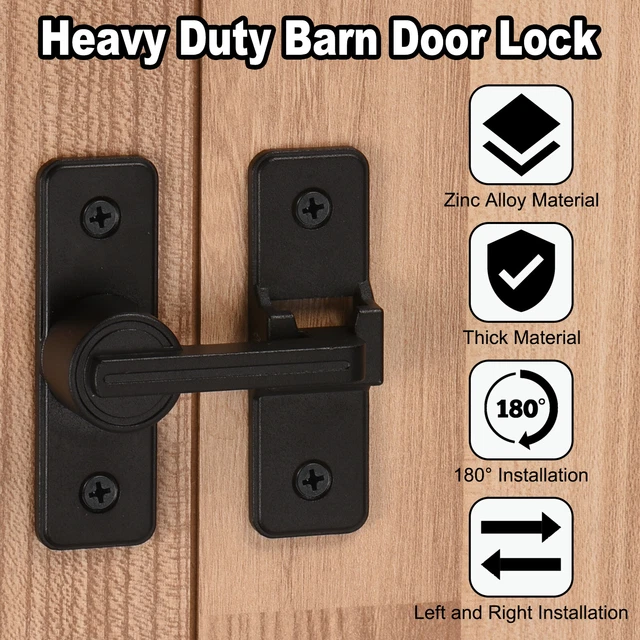 Barn Door Lock Sliding Barn Door Latch Lock 180 Degree Gate Latch Black 3