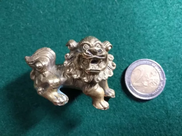 Alte Figur FU DOG Messing 125 g Löwenhunde Feng Shui für Glück Sehr filigran!