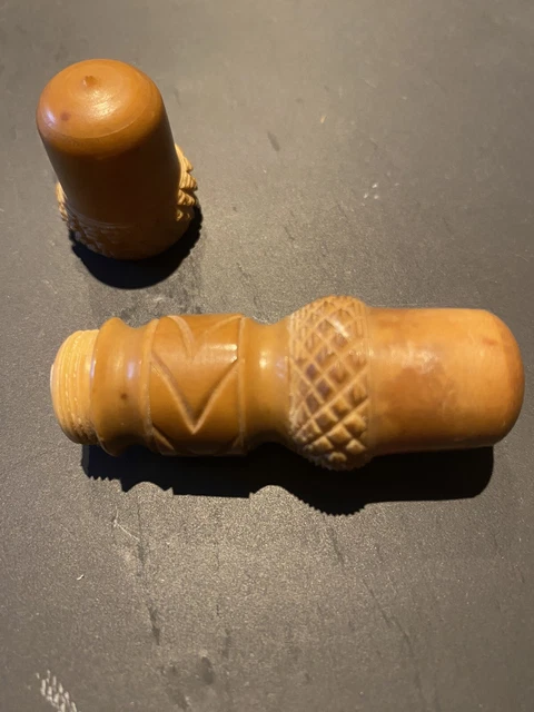 Antique vegetable ivory tagua nut needle case