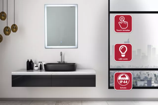 LED Espejo de Baño Pared con Iluminación IP44 Táctil