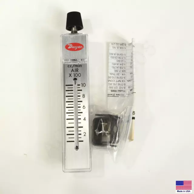 Dwyer RMA-13-TMV Rotameter Flow Meter 100 - 1000 CC/Min + Mounting Hardware NEW