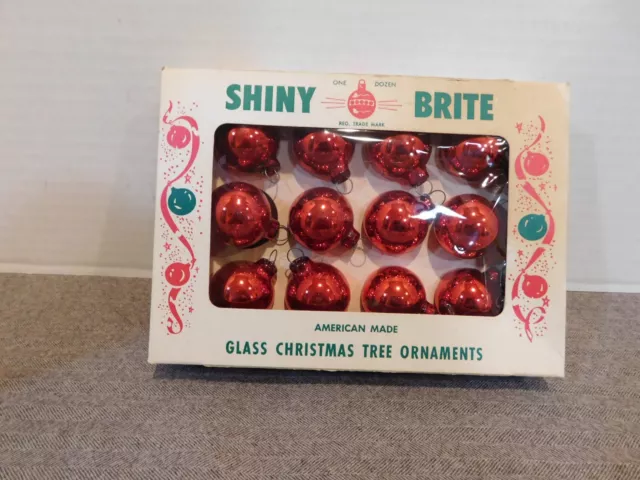 Vintage Shiny Brite Red Christmas Ball 1-1/4" Box of 12