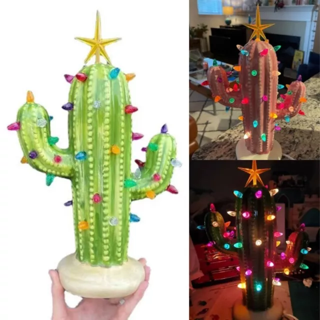 Luminous Cactus Christmas Tree Resin Home Light Ornaments  Home