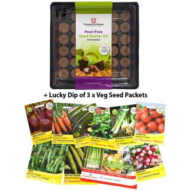 Self-Watering Seed Starting Kit with 35 Cells + Option of Seeds 1/3 x Trays T&M