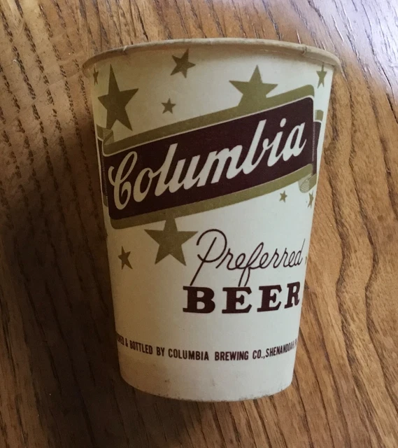 Old Columbia Beer Drinking Cup Shenandoah PA Advertising