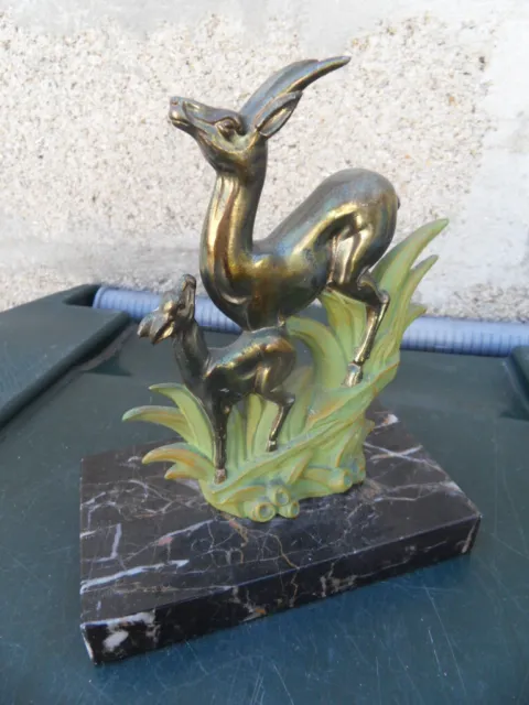 Art Deco statue gazelle antilope regule marbre presse papiers serre livres