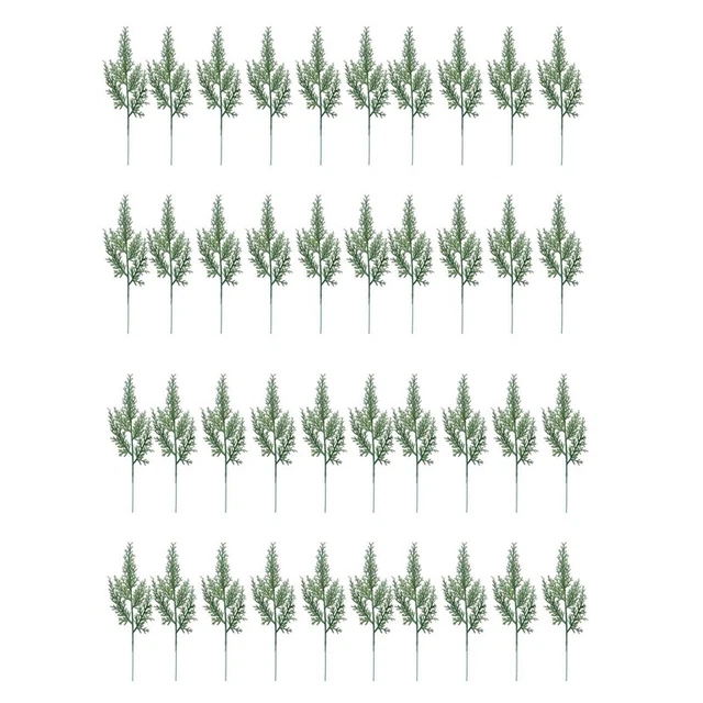 40PCS Artificial Green Cypress Tree Leaf Pine Needle Leaves Branch ChristmasO6H3