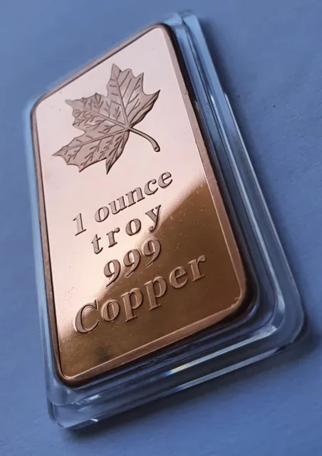 1 Unze 999 Kupfer - Kanada Maple Leaf - Kupferbarren - Anlage - Kapsel - Pp 3
