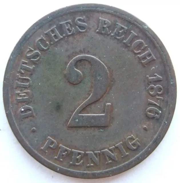 Moneta Reich Tedesco Impero Tedesco 2 Pfennig 1876 H IN fine / Very fine