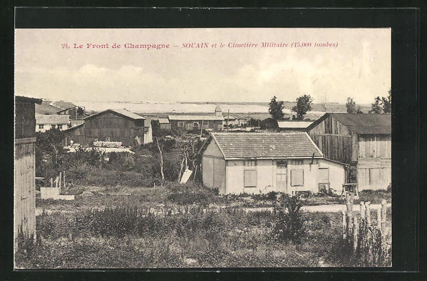 CPA Souain, vue générale et le Cimetière Militaire