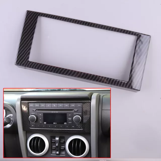 Carbon Fiber Interior CD Control Panel Trim Cover Fit For Jeep Wrangler JK 07-10