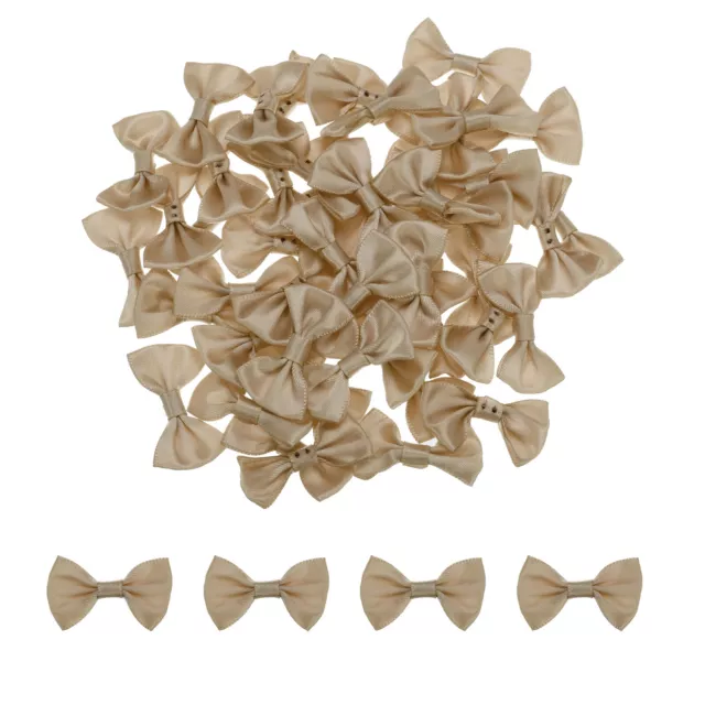 100pcs Silver White Bow Ties 1.5"x1" Mini Bowknot for Crafting Little Satin Bow