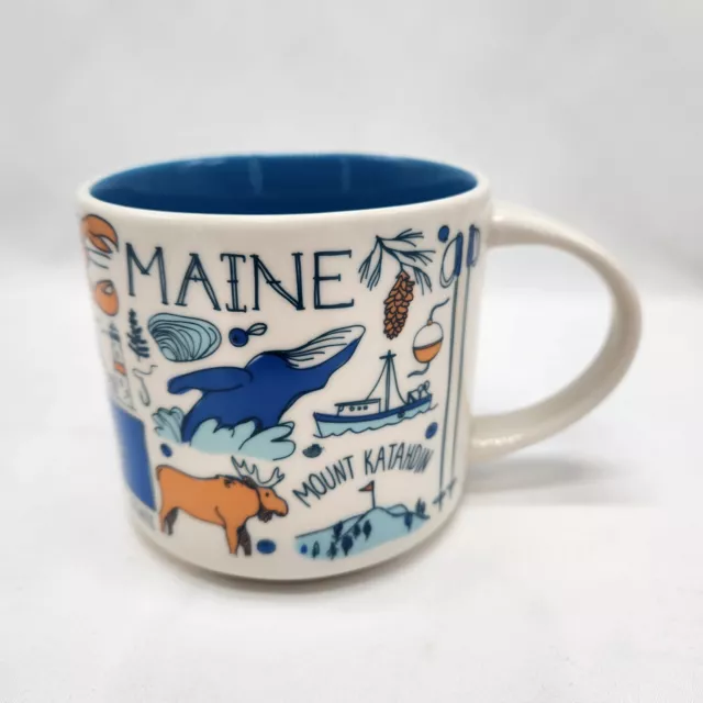 Starbucks Been There Series Maine Across the Globe Coffee Mug Lobster Moose Blue