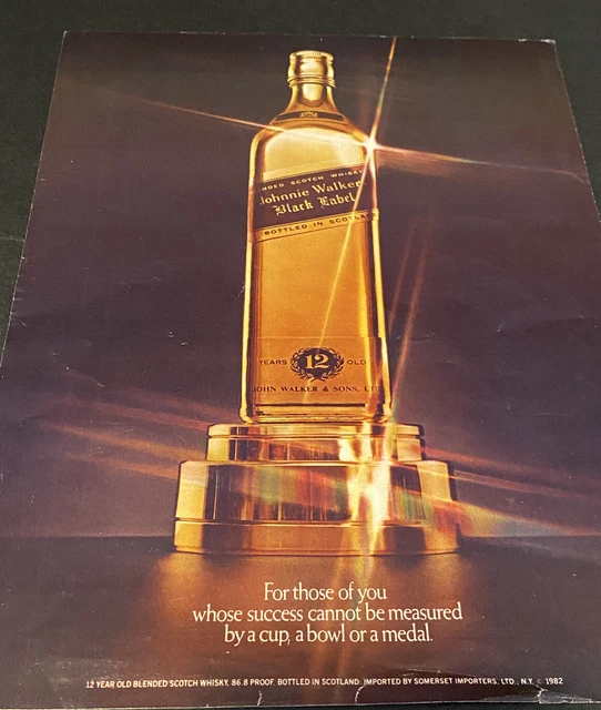 JOHNNIE WALKER BLACK Label Scotch Whiskey Print Ad 1982 6.99 PicClick