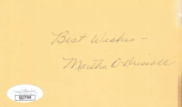 MARTHA O'DRISCOLL d.1998 Signed Index Card Actress/House of Dracula JSA QQ27548