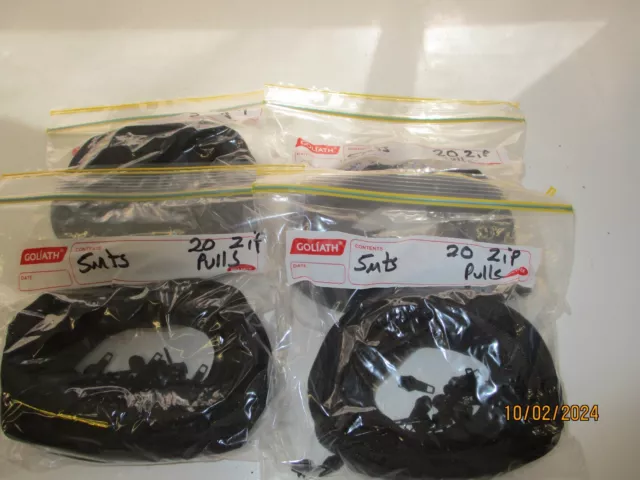 50mts of Black no 4 Nylon zipper plus 200 Pulls  - 10 x 5mts bags