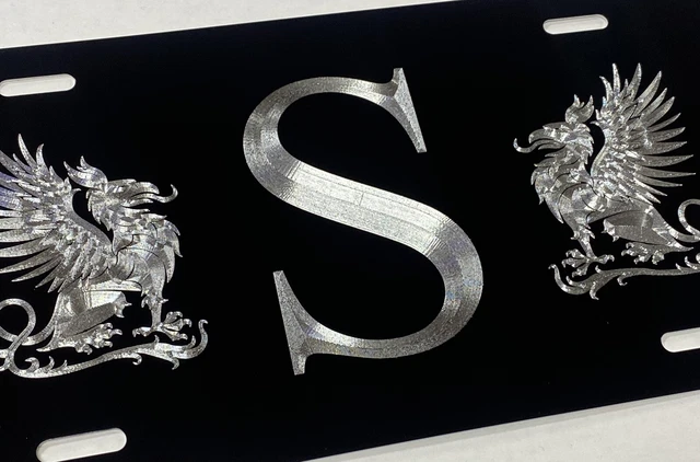 ENGRAVED Custom Personalized Griffin Dragon Car Tag Diamond Etched License Plate