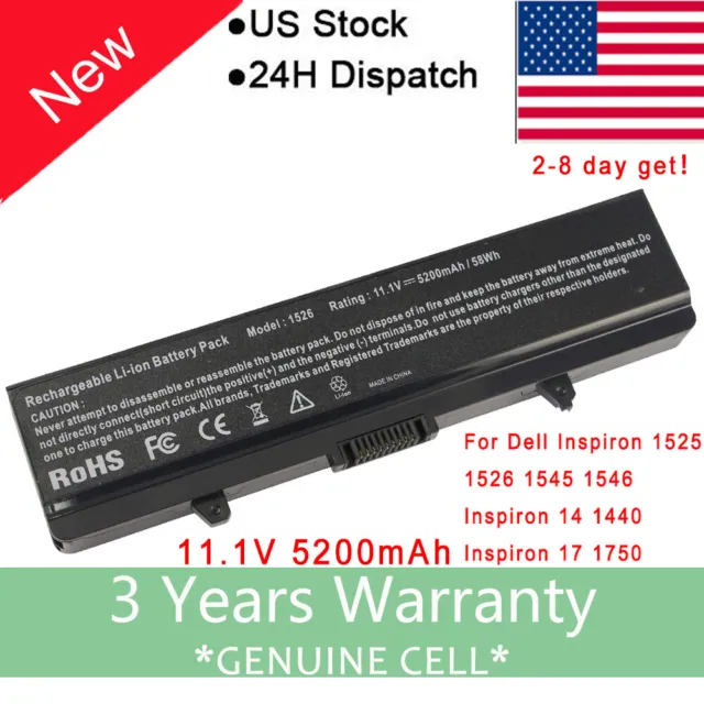 Battery/Charger for Dell Inspiron 1525 1526 1440 1545 1546 1750 GW240 X284G HP29