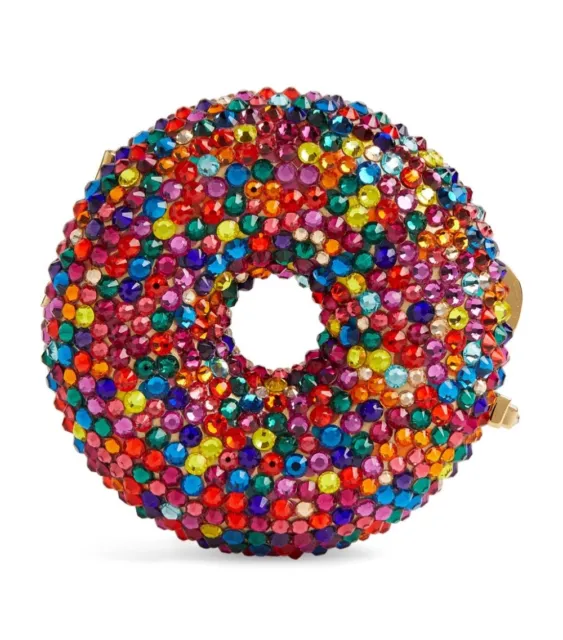 Judith Leiber Pillbox Donut Pill Box Rainbow Sprinkle Crystal Multicolor