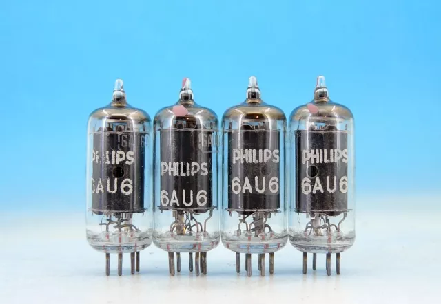 4 x STRONG Matched 6AU6 Black plates RCA PHILIPS Pentode QUAD Tubes EF94 CV2524