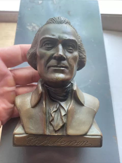 Thomas Jefferson  Banthrico Piggy Bank Vintage Bust Patina Collector NO KEY