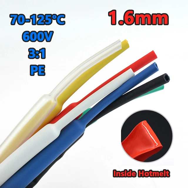 Tubi termoretraibili 3:1 PE adesivi foderati a caldo manicotti riducibili a caldo diametro 1,6 mm