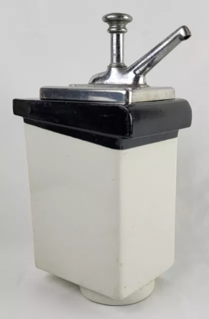 ATQ VTG FISCHMAN CO PORCELAIN SODA FOUNTAIN DISPENSER w/ ART DECO CHROME TOP