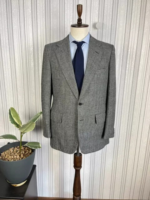 Chester Barrie for Austin Reed Gray Blue Hand Tailored Wool Tweed Blazer 43L