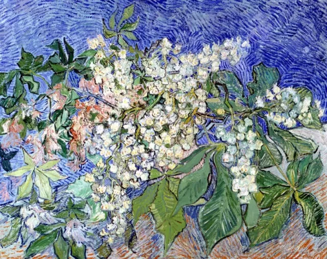 Oil painting Blossoming-Chestnut-Branches-Vincent-van-Gogh impressionism flower