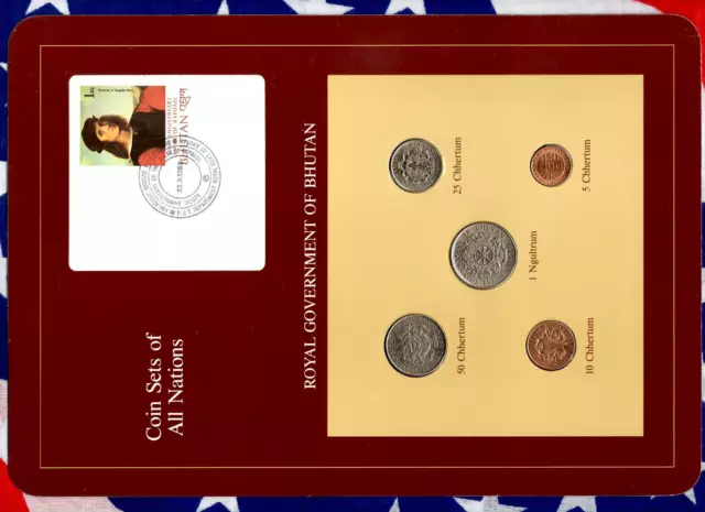 Coin Sets of All Nations Bhutan w/c 1979 UNC Ngultrum 5,10,25,50 Chhertum