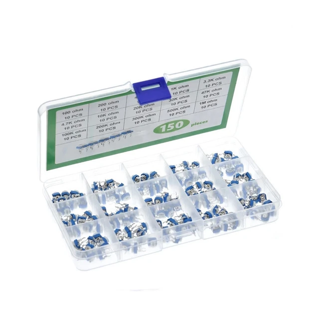 150PCS 6mm RM065 Trim Potentiometer 15 Types of Specifications W2K5