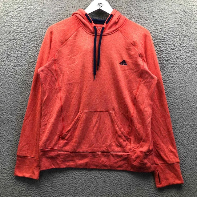 Adidas Sweatshirt Ultimate Hoodie Boys Youth Large L Logo Raglan Pocket Orange
