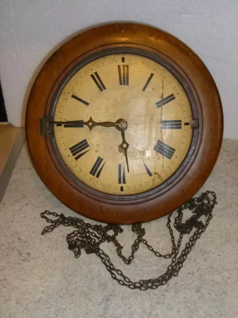 Antique POSTMANS WOODEN STRIKING WALL CLOCK