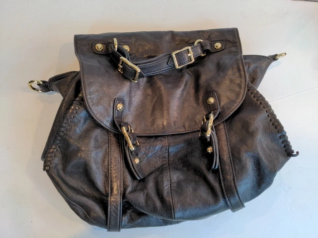Treesje Chocolate Brown Braided slouchy Leather Shoulder Handbag handle strapy Treesje Chocolate Brown Braided slouchy Leather Shoulder Handbag handle strapy