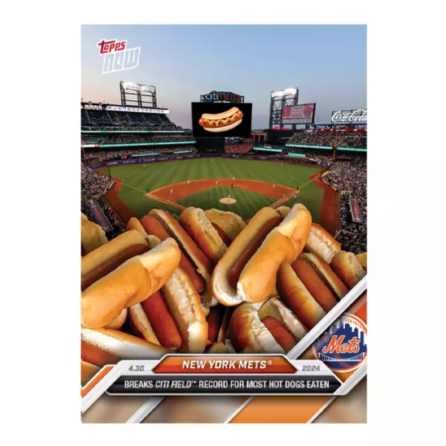 2024 TOPPS NOW 146 New York Mets Record Battant Pour HotDogs Mangés