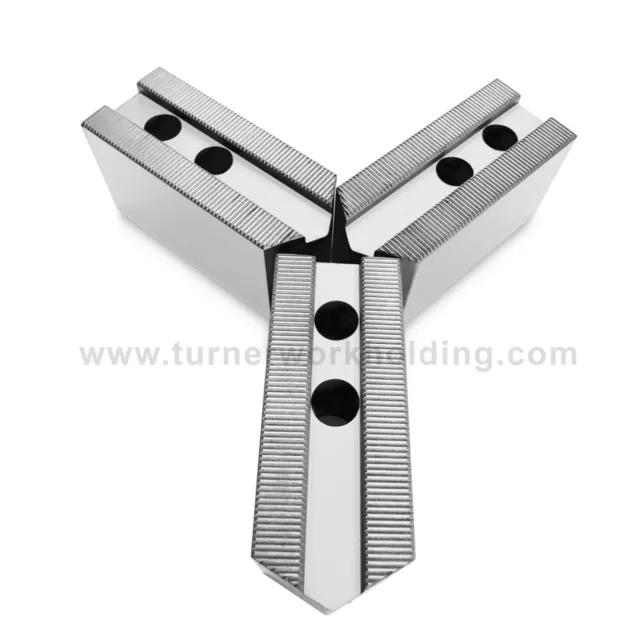 Soft Jaw Set (3 Pcs) for 6" Kitagawa B206 Samchully Chuck- 2" ht, Steel, Pointed