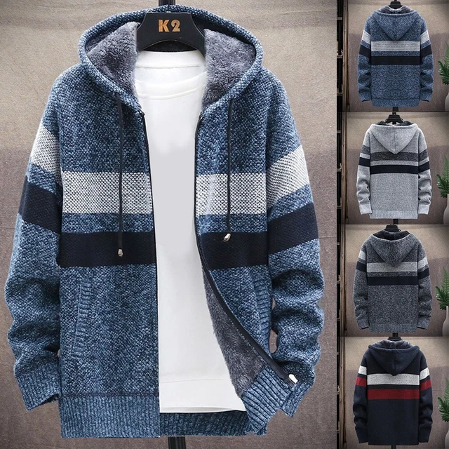 Mens Thick Warm Fleece Lined Hooded Hoodie Winter Zip Up Coat Jacket Sweatshirt