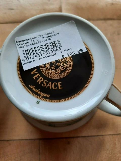Rosenthal Versace Ikarus Arabesque blau Cappuccino Obertasse+Untertasse neu 3