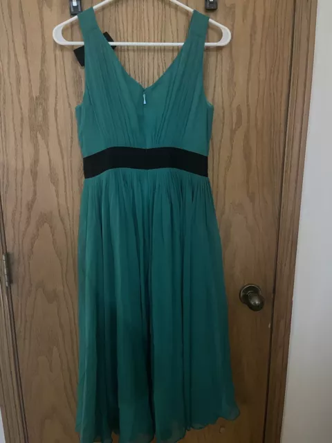 NWT Kate Spade New York sleeveless silk chiffon midi dress emerald ring size 4 3