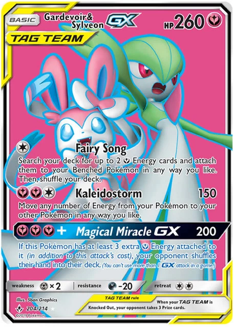 Gardevoir & Sylveon Tag Team GX 204/214 ultra seltene Pokémonkarte (ungebrochene Bindungen)