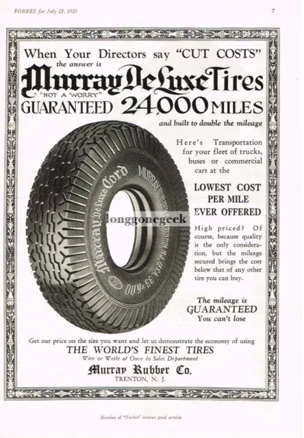 1928 Murray Rubber Co. Deluxe Cord Tires Vintage Print Ad