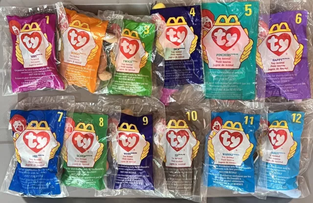 Complete Set Ty Teenie Beanie Babies 1998 McDonald's Happy Meal Toys Sealed