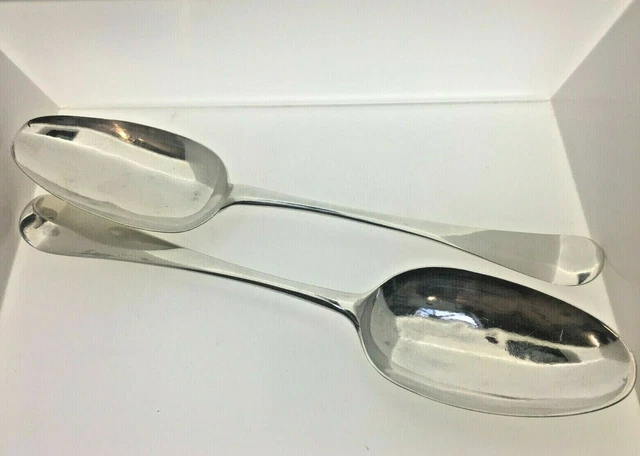 Antique Georgian Sterling Silver Large 2 Tablespoons 'AH' Engraved 1790 Odd Pair