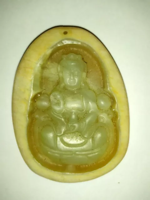 Pendentif amulette Bouddha en jade vert naturelle Bouddhiste