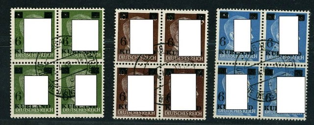 Kurland gestempelt im 4er Block Nr. 1-3