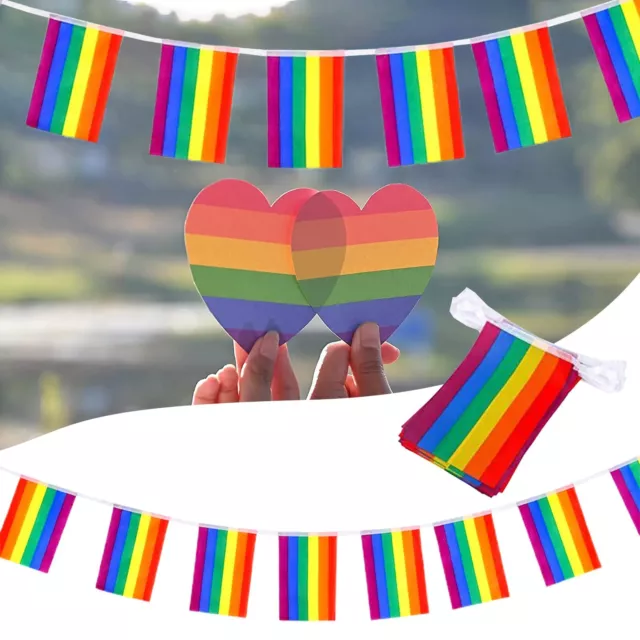 LGBT Pride Banner 2 Rainbow Flag Banners 40 Flags Festive Party Decorations